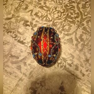 4 Elegant Beaded Red and Gold Christmas Ornament